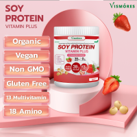 Vismores Soy Protein Vitamin  ซอยโปรตีน ถั่วเหลือง Strawberry เพิ่มกล้ามเนื้อ ลดไขมัน คุมน้ำหนัก คุมหิว ลีนไขมัน455g.