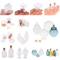 1:12 Scale Miniature Dollhouse Glass Canister Mini Cookies Candy Jar Bottle for OB11 Doll Kitchen Play Food Toy Accessories