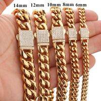 Any Length 7"-40" 6mm-14mm New Fashion Women Mens Chain 316L Stainless Steel Miami Link Necklace or Bracelet Crystal Buckle Gift Fashion Chain Necklac