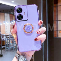 สำหรับเคส C55 Realme ชุบ6D ซิลิโคนนิ่มหรูหราป้องกันกันกระแทก + เคสโทรศัพท์ขาตั้งแหวนนาฬิกา