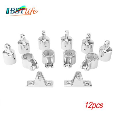12 PCS Universal 3-Bow Bimini Top Stainless Steel 316 Marine Hardware Set Deck Hinge Jaw Slide Eye End Fitting Boat Accessories Accessories