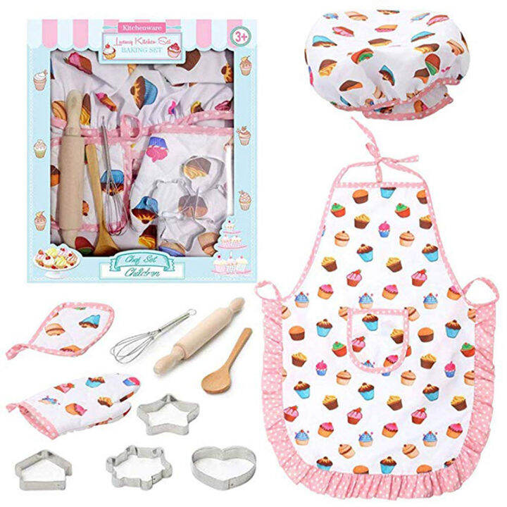 girls-boys-aprons-role-play-kitchen-cooking-baking-toys-cooker-play-set-children-kids-cooking-kitchenware-bake-set-hat-apron