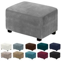 11 Solid Colors Velvet Fabric Ottoman Slipcovers Rectangle Footrest Sofa Stretch Slipcovers Larger Size Bedroom Protect Cover