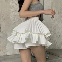 【CC】❀◐  2023 Layered Skirt for Woman Waist Shorts Pleated Faldas Para Mujeres