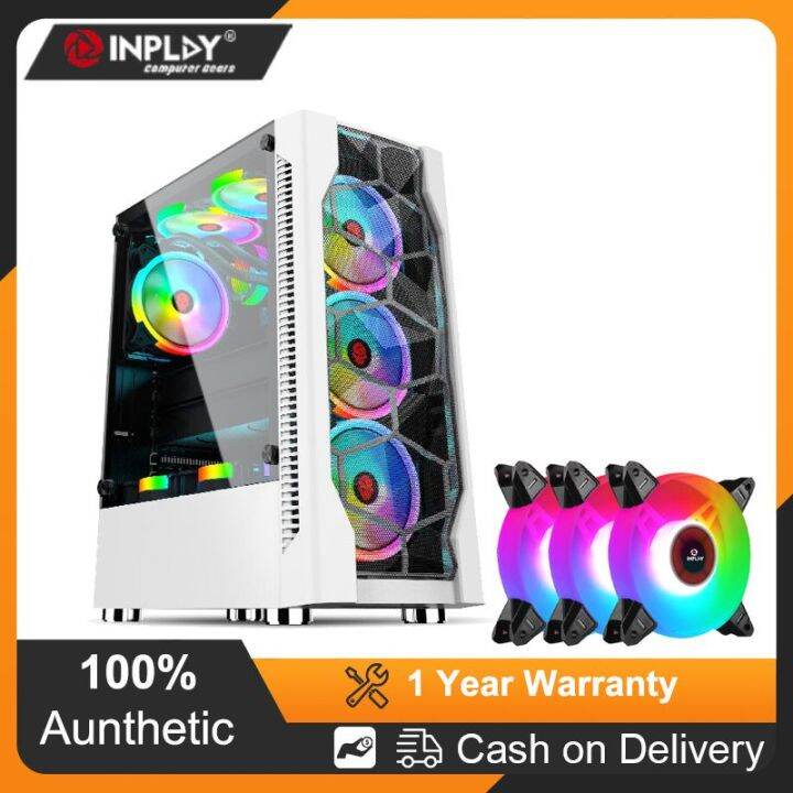 Mt3c Inplay Meteor 03 01 Tempered Glass Gaming Case Matx Atx Pc Case Desktop Computer Case White