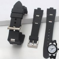 For Bulgari Rubber Watchbands Waterproof Sweat-Proof Convex Interface Black Fold Silicone Wrist 22mm 24mm Men Women Watch Strap