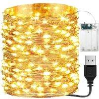 5M 10M Waterproof USB Battery LED Lights String Copper Wire Fairy Garland Light Lamp Christmas Wedding Party Holiday Lighting Fairy Lights