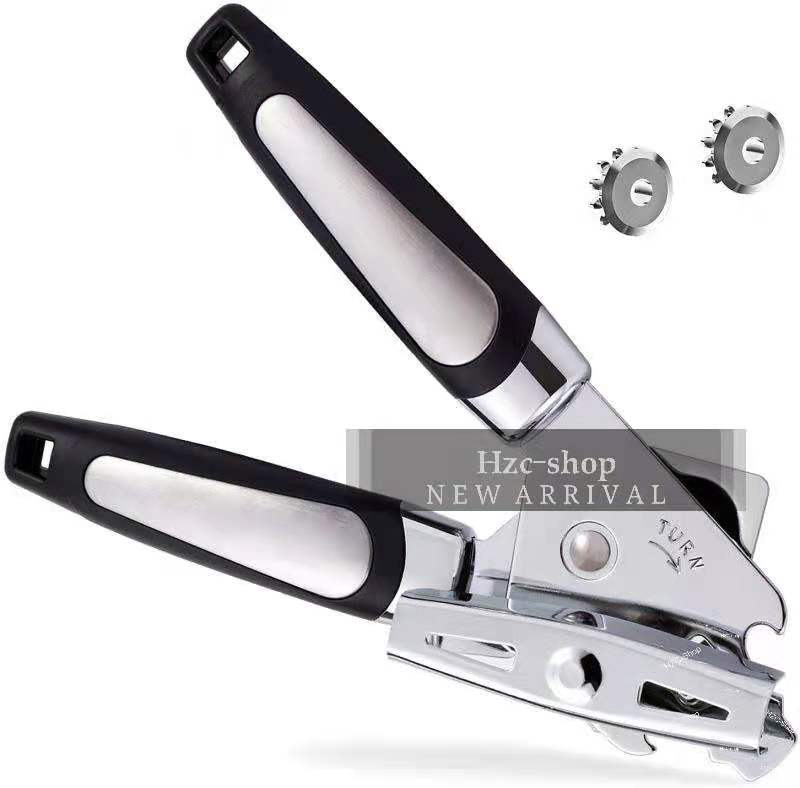 Can Opener Manual Smooth Edge Stainless Steel Can Opener Heavy Duty Can Openers Ergonomic Non-slip Handle 3-in-1 Easy Use 