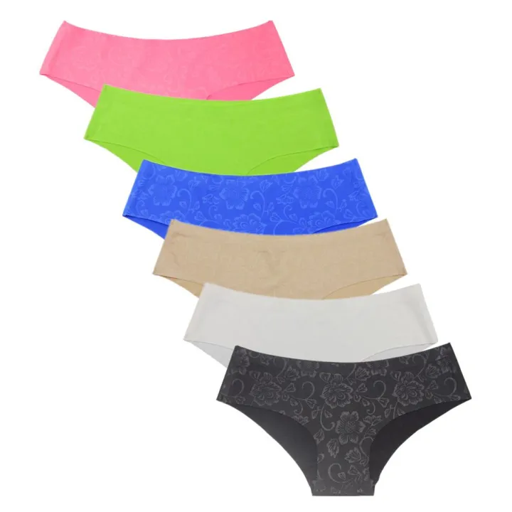 Set Of 6 Seamless Women Underwear No Line Panties Flower Print Cheeky