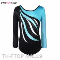 2023FTOP MALL9 จังหวะยิมนาสติก Leotard สาวเงาโลหะ Rhinestone เด็กเต้นรำบัลเล่ต์ ชุดแขนยาว