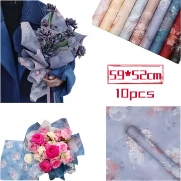 10pcs Waterproof Flower Wrapping Paper Marble Bouquet Gift Packing Paper  Birthday Decoration G Pink