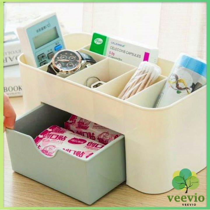 veevio-กล่องเก็บอุปกรณ์สำนักงาน-กล่องวางเครื่องสำอางค์-กล่องเอนกประสงค์-กล่องเก็บตาราง-cosmetics-box-drawer-มีสินค้าพร้อมส่ง