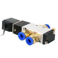 4V110-06 5 Way 2 Position 1/8" Pneumatic Solenoid Valve with wire  DC12V DC24 AC110 AC220V with 4mm/6mm/8mm/10mm/12mm Valves