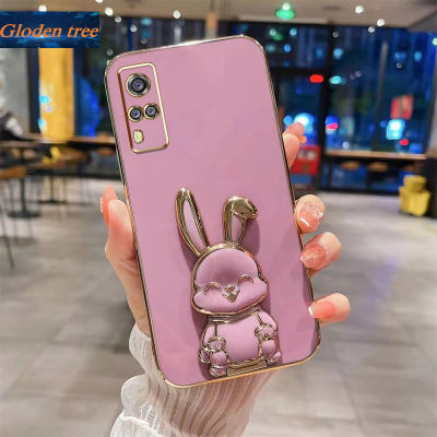 Andyh New Design For Vivo Y51 V2030 V2036 V2031 Case Luxury 3D Stereo Stand Bracket Smile Rabbit Electroplating Smooth Phone Case Fashion Cute Soft Case