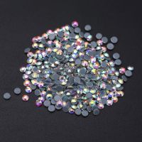 Flatback Iron On Hotfix Rhinestones AB Crystal White Clear Non Hot Fix Stones Glitter Gems Strass For Clothes Motif Designs