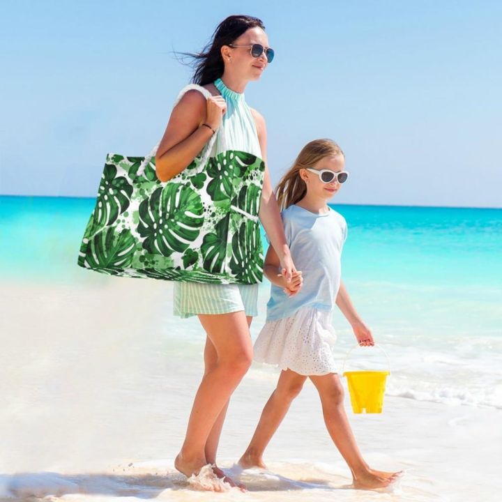 new-beach-tote-bag-fashion-women-summer-large-capacity-tropical-palm-monstera-leaves-shoulder-bag-top-handbag-shopping-bags