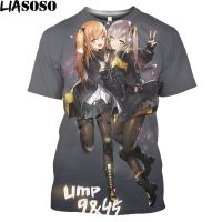 LIASOSO Anime Girl Frontline HK416 คอสเพลย์เครื่องแต่งกายพิมพ์กราฟิก T เสื้อ Homme แขนสั้นผู้ชายเสื้อผ้าเกม M4A1 G36 AK47 Tee