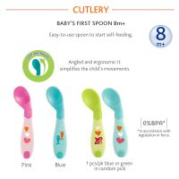 CHICCO FIRST SPOON 8M+ปลายช้อนโค้งงอและอ่อนนุ่ม