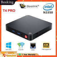 Beelink T4 Pro Intel พีซีขนาดเล็ก Celeron N3350 2.4GHz ลิขสิทธิ์ Windows 10โปร4GB + 64GB 2.4/5.8GHz WiFi BT4.0 4K คอมพิวเตอร์เดสก์ท็อป