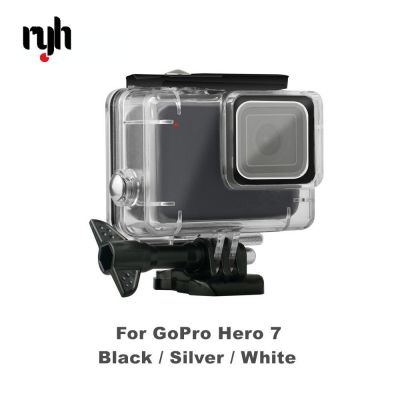 ซองกันน้ำใต้น้ำสำหรับ Gopro Hero 7,เคสป้องกันกล้องสีดำสีเงินสีขาวอุปกรณ์เสริมสำหรับดำน้ำยาว45เมตร