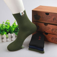 10 Pairs Men Socks Vintage Durable Wear-resistant Practical Solid Color Male Sock Mature High Quality Army Green Male Sock Meias