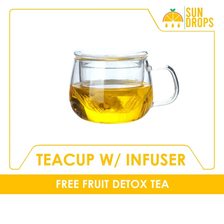 【Local Stock】 Tea cup infuser with glass strainer and lid 350ml Heat