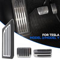 Car Foot Pedal Pads Covers For Tesla Model 3 Model Y Accelerator Gas Fuel Brake Rest Pedals Non-Slip Stainless Steel Accessories Pedal Accessories