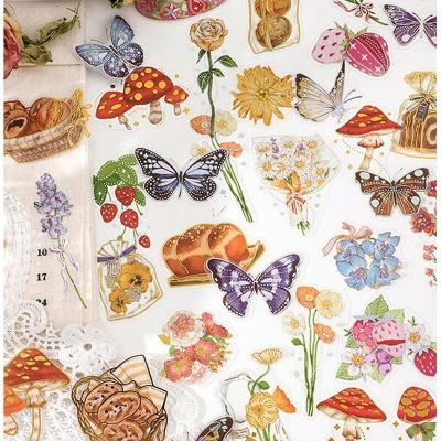 Bronzing PET Sticker Summer Butterfly Garden Picnic Series Hand Account Computer Decoration Stickers