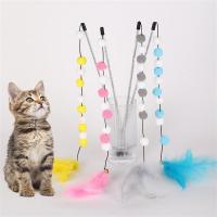 Interactive Cat Toy Funny Colorful Ball Feather Cat Stick Toy For Kitten Play Chase Exercise Wand Toy Pet Cat Supplies Products Toys