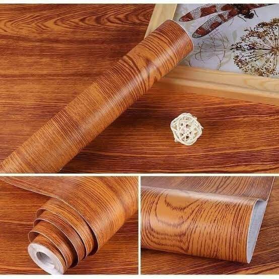 Wallpaper Sticker KAYU JATI COKLAT Stiker Triplek Mebel Lemari Meja