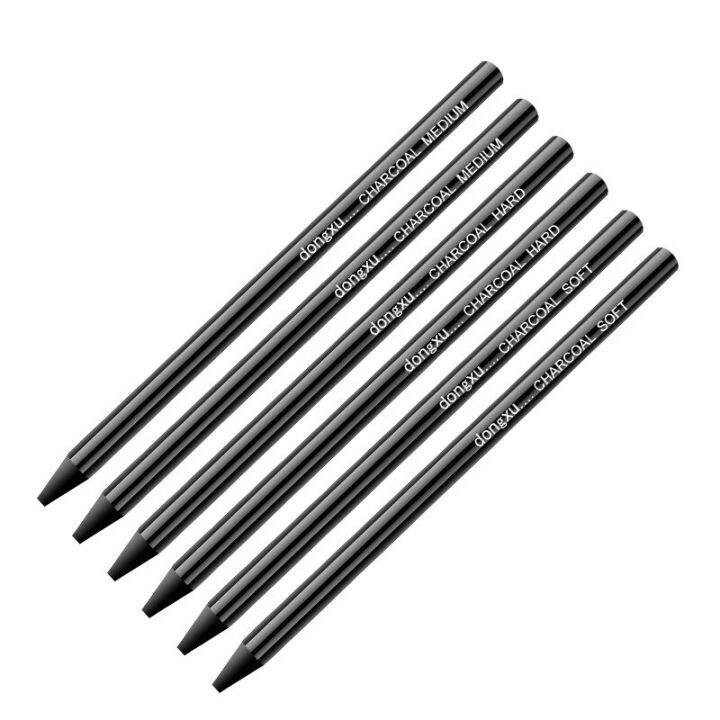 6-packs-of-advanced-black-charcoal-pen-water-soluble-charcoal-thin-strip-sketch-art-charcoal-soft-and-medium-hard-mixed