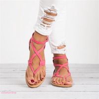 CL✿✿ Womens Summer Boho Flip Flops Cross T-Strap Flat Casual Size