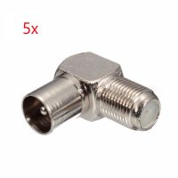 5Pcs/set 90 Degree Right Angled TV Aerial Cable Connector RF Coaxial F Female to TV Male Plug to Female Socket