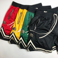 Hip hop street main line retro sports casual fitness basketball pants black red heavy mesh five-minute shorts