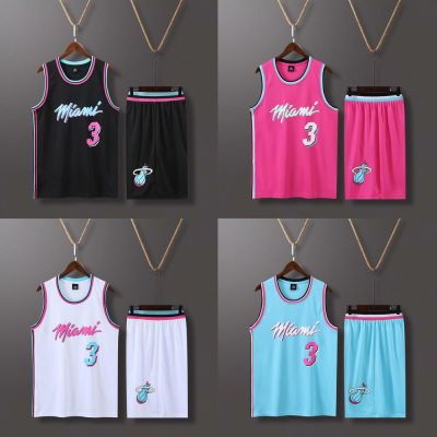 NBA Miami Heat 3 Dwyane Wade Jersey City Version Basketball Clothes for Men