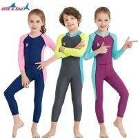 Kids UPF50 Diving Swimsuit 1mm Long Sleeve Back Zip Surfing Jumpsuit Kids Diving Rashguard Suit for Boy Girl Diving Kayak Scuba