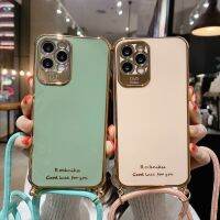 เคสโทรศัพท์สายคาดที่คล้องสร้อยคอ Crossbody สุดหรูสำหรับ iPhone 14 13 11 12 Pro Max XR XS Max 7 8 Plus SE เคสด้านหลังกันกระแทกแบบนิ่ม