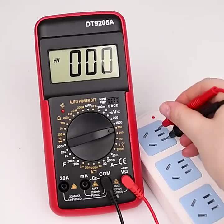 DT9205A DMM Professional Multimeter Digital hFE AC DC Voltage Current ...