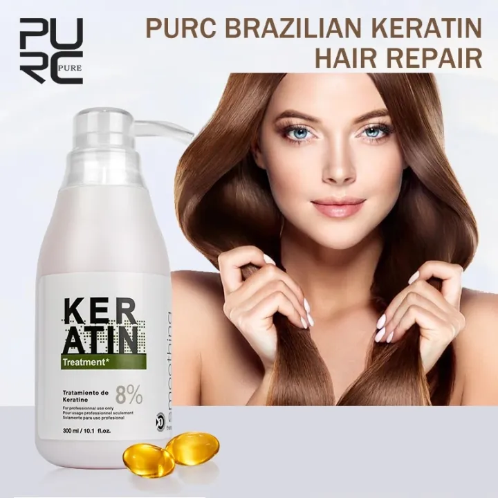 PURC Brazilian Keratin Hair Treatment Curly Hair Straightening Smoothing  Product 8% Formalin Straightening Hair Care 300ml | Lazada PH