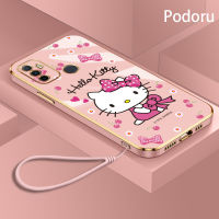 เคส OPPO A53 A32 2020 A11S A33 2020 A53S 4G เรียบง่ายสุดหรูชุบทองเคสโทรศัพท์ Hello Kitty กรอบซิลิโคนแบบนิ่ม