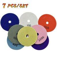 80mm 100mm Diamond Polishing Wet Pads 7 Pcs Set Abrasive Buff Tool for Sanding Stone Marble Granite Countertop Concrete 3/4Inch