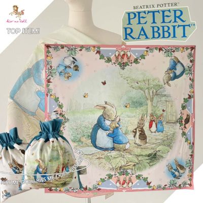 Kiss Me Doll ลาย Peter Rabbit (ปีเตอร์แรบบิท) Your Day  ขนาด 100*100 CM. ผ้าพันคอ/ผ้าคลุมไหล่