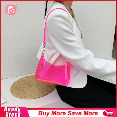 กระเป๋าถือผู้หญิงแบบลำลองแฟชั่นสีใสสำหรับใส่ไปทะเลกระเป๋าสีลูกอมเจลลี่สำหรับฤดูร้อน