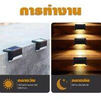 Solar light 1 LED ไฟติดบันได ติดกำแพงหน้าบ้าน รั้วบ้าน เพิ่มความสวยงาม ไฟเหลือง