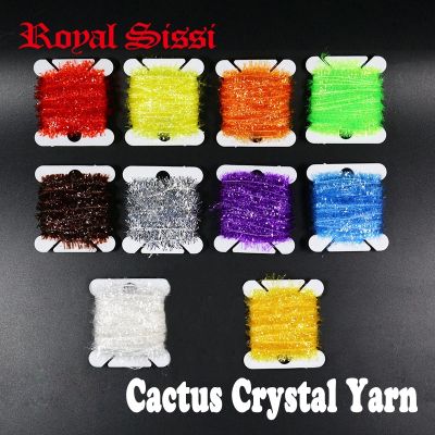 ▬№○ Royal Sissi 10Colors/set fly tying Tinsel Chenille thread Crystal Flash Chenille Cactus fly tying thread for saltwater streamers
