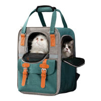 Portable Cat Carrier Bags Breathable Mesh Backpack Foldable Large Capacity Cat Dog Carrying Bag Outdoor Travel Supplies