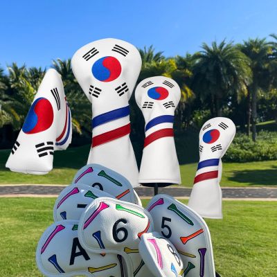 Korean Patriotism Golf Wood Head Cover Set Golf Protector Waterproof Soft for Driver Fairway Hybrid with Number Tag Headcover