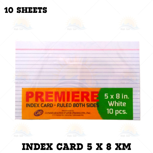 Premiere Index Card size 4x6 inch 5x8 inch 10 sheets Or 20 Sheet Index