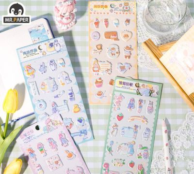 Mr. Paper 4 Design Ins Style China Girl Series Bubble Sticker Cartoon Hand Account DIY Decoration Collage Material Sticker