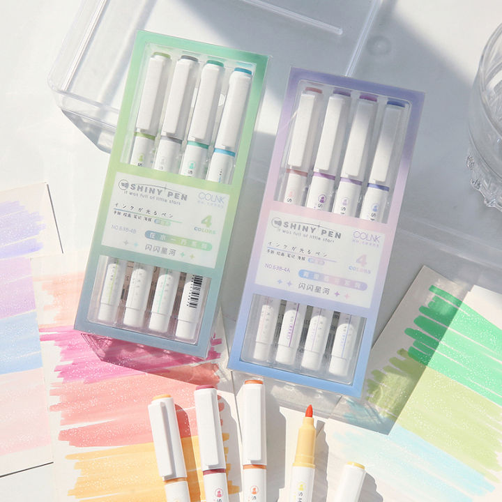 4pcs-glitter-สีเงาชุดปากกา-bling-sparkling-highlighter-marker-4-มม-แปรงสำหรับวาดภาพวาด-art-school-metallic-glitter-yrrey